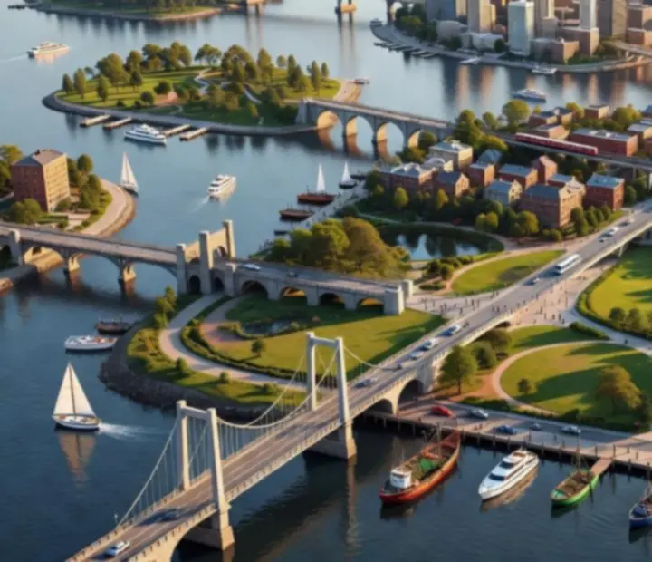 Ostrov propojený mosty mezi menšími ostrůvky v City Island 5