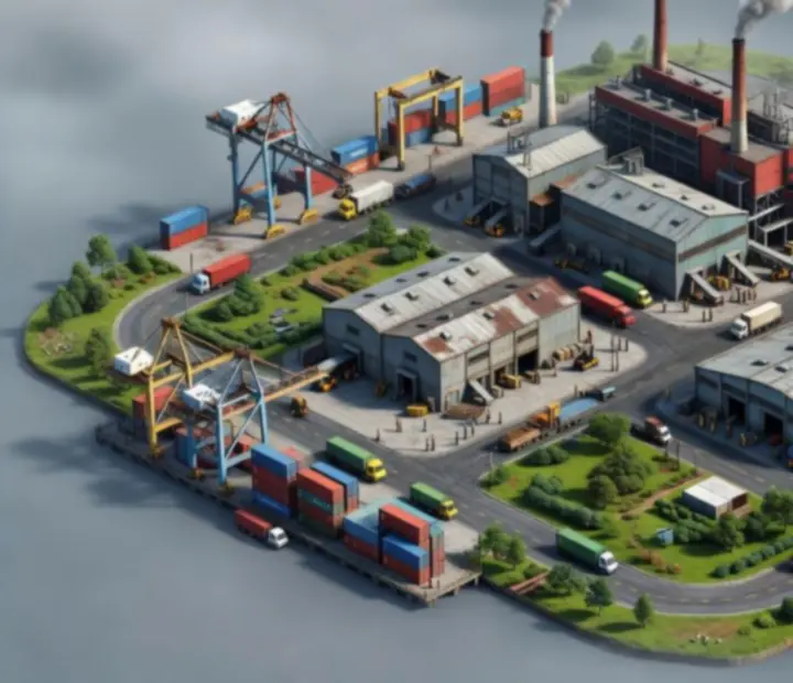 Průmyslový ostrov s továrnami a sklady v City Island 5