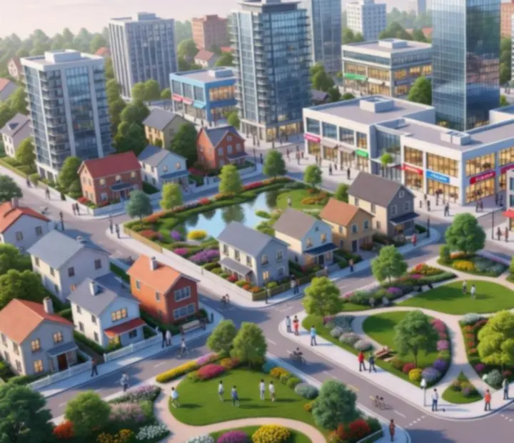 Izometrický pohled na rozvinuté město v City Island 5