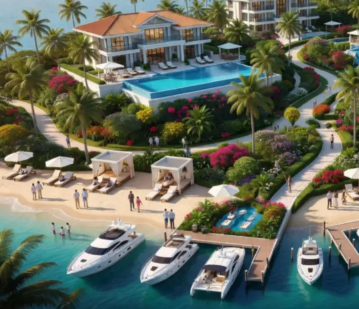 Luxusní resortní ostrov s palmami a hotely v City Island 5