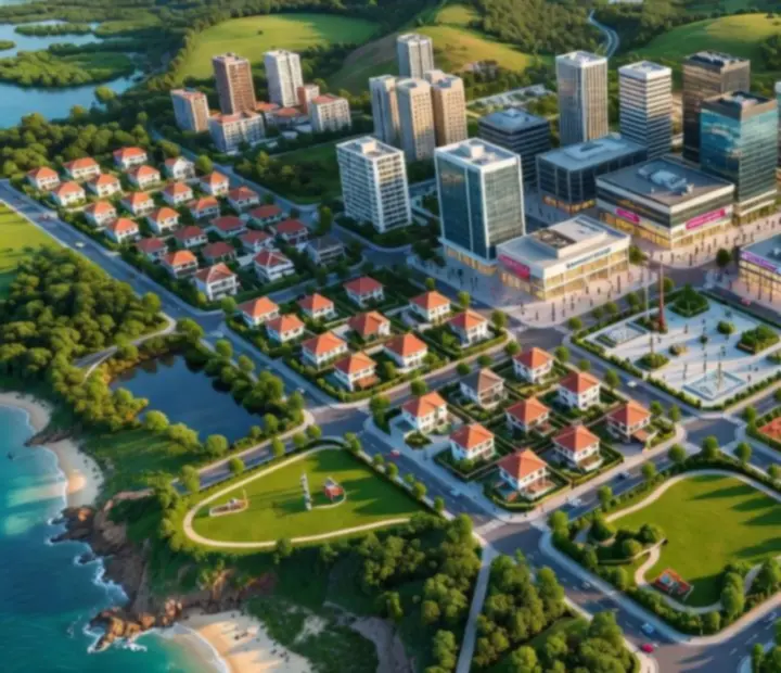 Isometrický pohled na ostrov v City Island 5 s rozvinutým městem