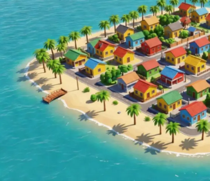 Tropický startovací ostrov s palmami a plážemi v City Island 5